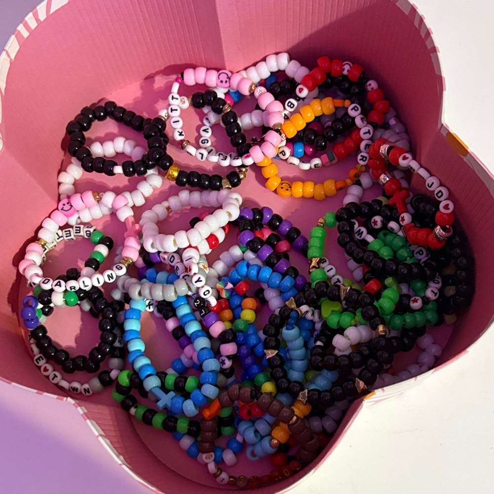 Custom beaded/kandi bracelet - pick color, words, or theme | Look at Desc